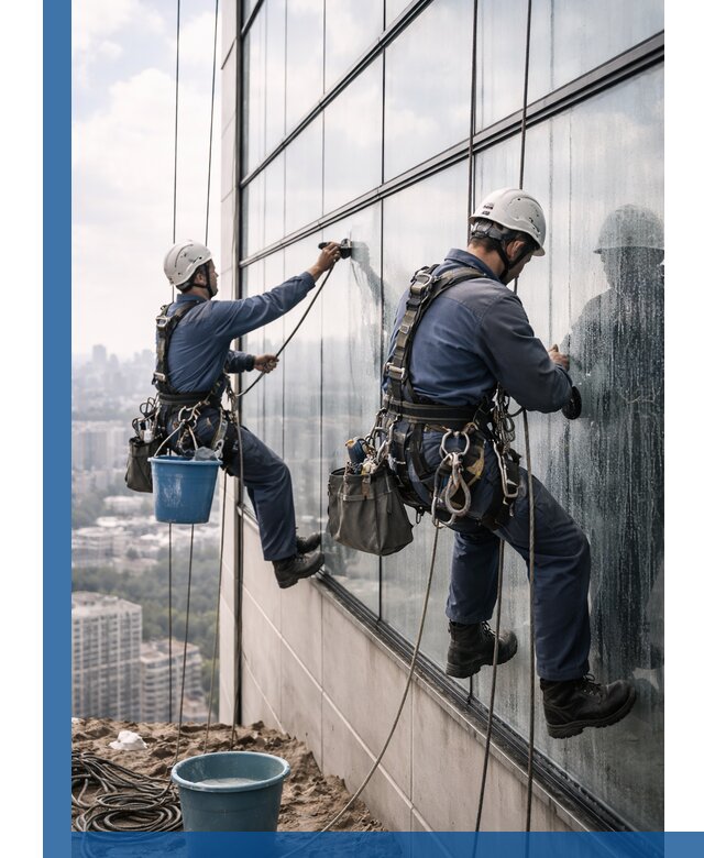 Профессиональная мойка фасадных окон альпинистами в Камне-на-Оби