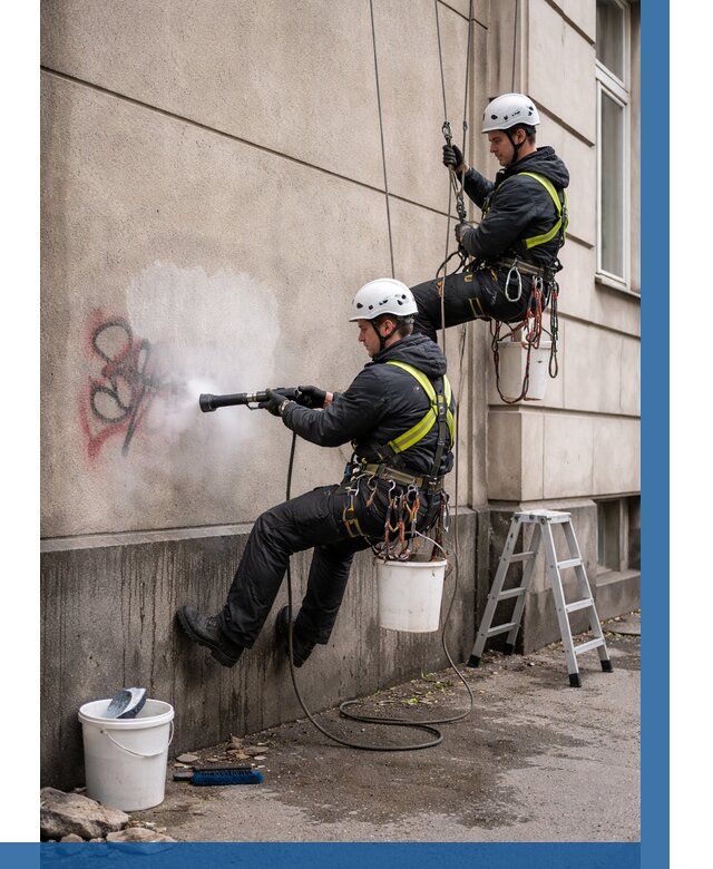 Удаление граффити с фасада в Камне-на-Оби от 4568 р. | ВЫСОТНИК-Кно