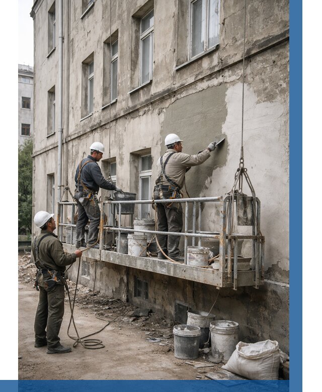 Капитальный ремонт фасада в Камне-на-Оби от 4263 р. | ВЫСОТНИК-Кно