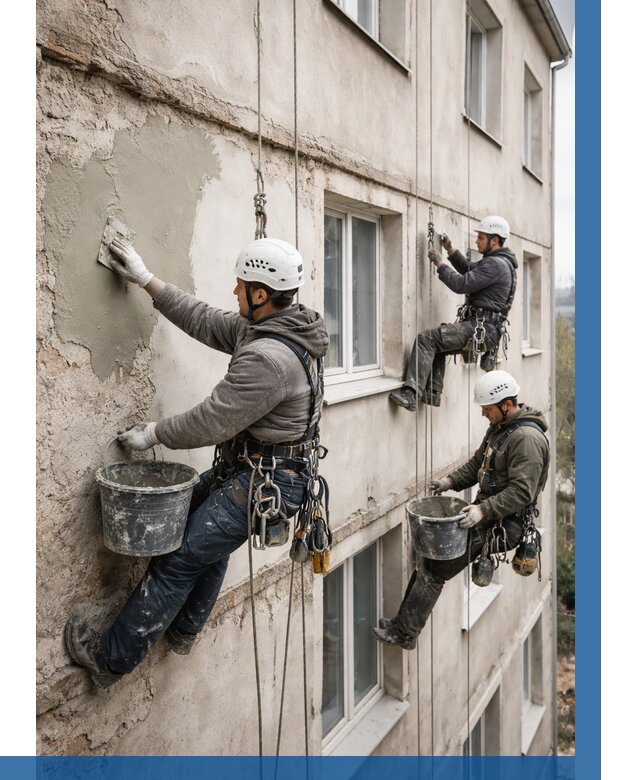 Ремонт штукатурного фасада в Камне-на-Оби от 761 р. под ключ | ВЫСОТНИК-Кно