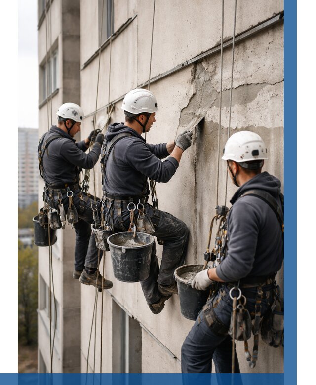 Ремонт бетонных элементов фасада в Камне-на-Оби от 2538 р. | ВЫСОТНИК-Кно