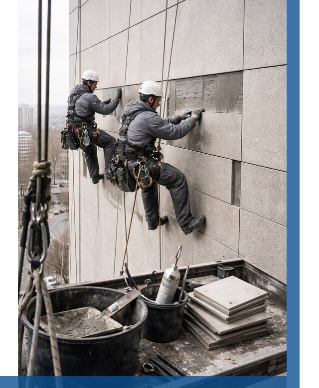 Ремонт фасада из керамогранита в Камне-на-Оби от 2538 р. | ВЫСОТНИК-Кно