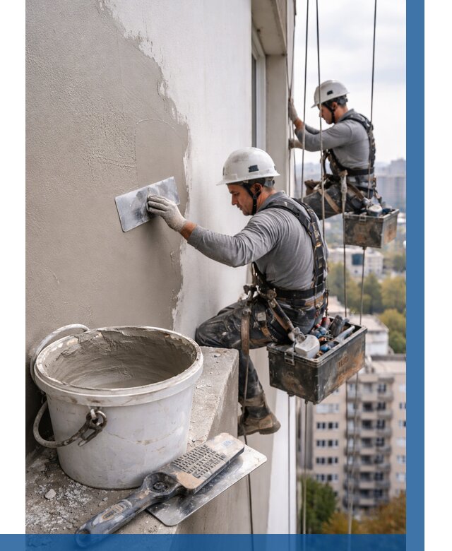 Шпаклевка фасада на высоте в Камне-на-Оби от 711 р. | ВЫСОТНИК-Кно