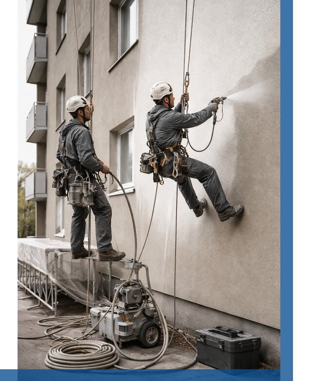 Безвоздушная покраска фасада в Камне-на-Оби от 223 р/м² | ВЫСОТНИК-Кно