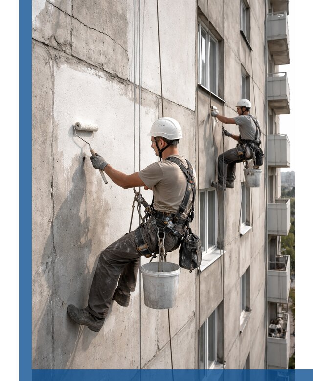 Покраска бетонного фасада в Камне-на-Оби для жилых и промышленных объектов