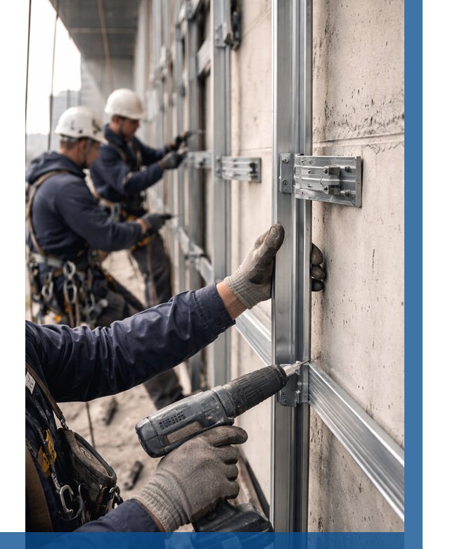 Монтаж подсистемы вентфасада в Камне-на-Оби от 863 р. | ВЫСОТНИК-Кно