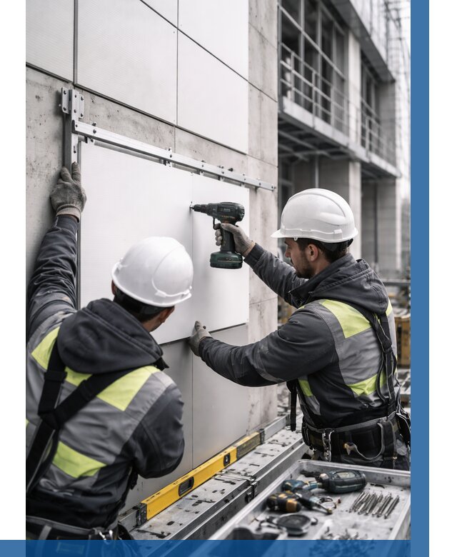 Монтаж композитных панелей фасада в Камне-на-Оби от 2538 р. | ВЫСОТНИК-Кно