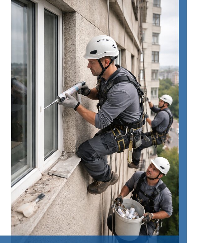 Герметизация оконных швов снаружи в Камне-на-Оби от 1523 р. | ВЫСОТНИК-Кно