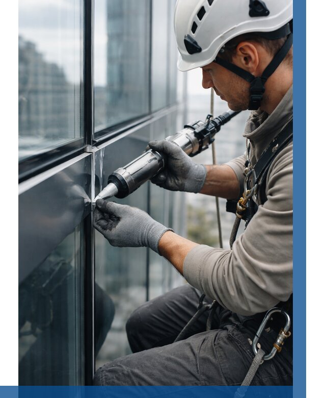 Герметизация стыков витража в Камне-на-Оби от 1218 р. | ВЫСОТНИК-Кно