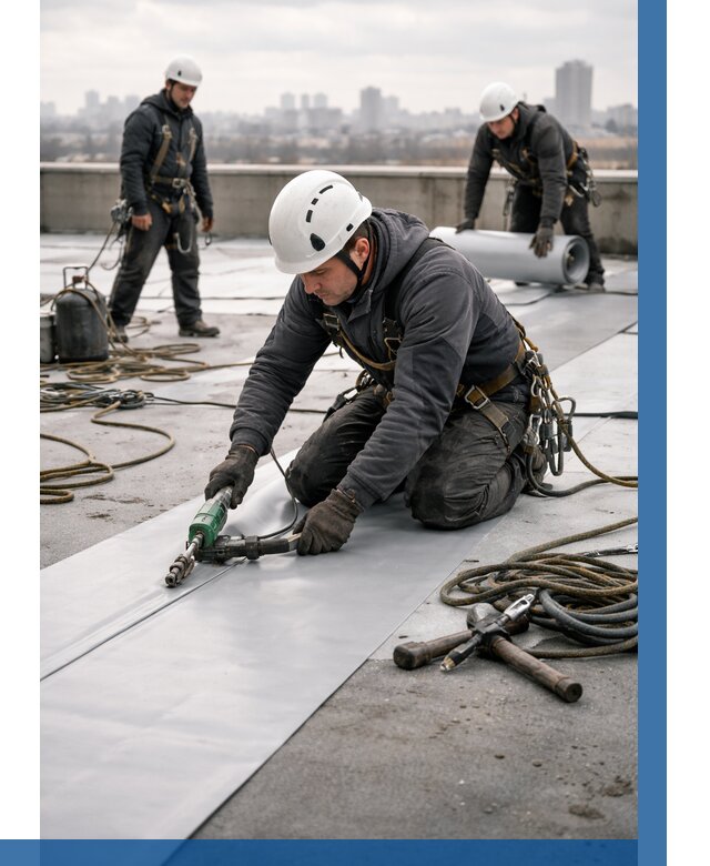 Ремонт мембранной кровли в Камне-на-Оби от 1827 р./м2 | ВЫСОТНИК-Кно