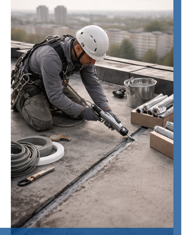 Герметизация швов кровли в Камне-на-Оби от 457 р./м2 | ВЫСОТНИК-Кно