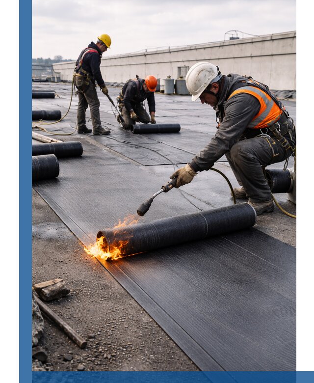 Монтаж наплавляемой кровли в Камне-на-Оби профессионально