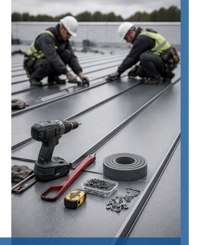 Монтаж фальцевой кровли в Камне-на-Оби от 1827 р. | ВЫСОТНИК-Кно