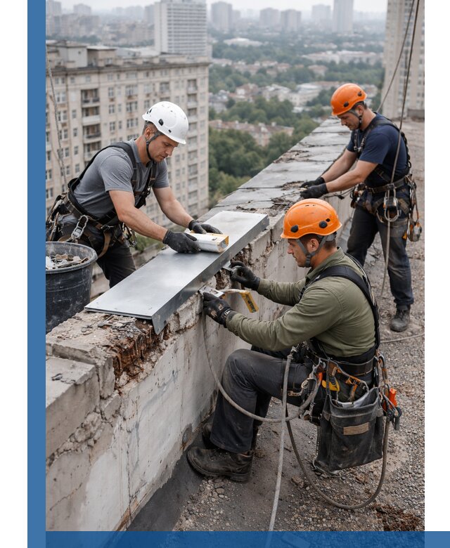 Ремонт парапета на кровле в Камне-на-Оби, высотные работы с гарантией