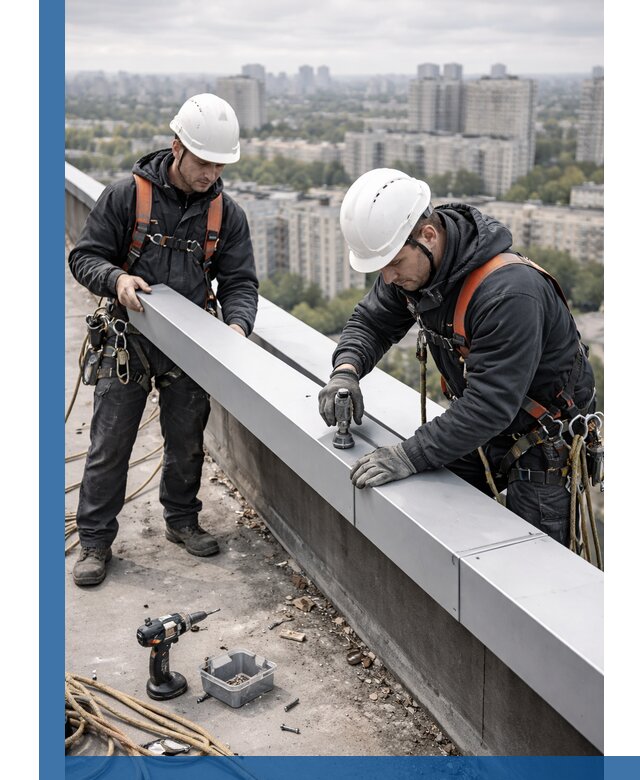 Монтаж парапетных крышек и ограждений кровли в Камне-на-Оби