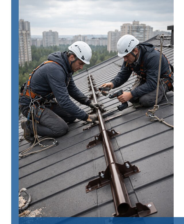 Монтаж снегозадержателей на кровле зданий в Камне-на-Оби под ключ