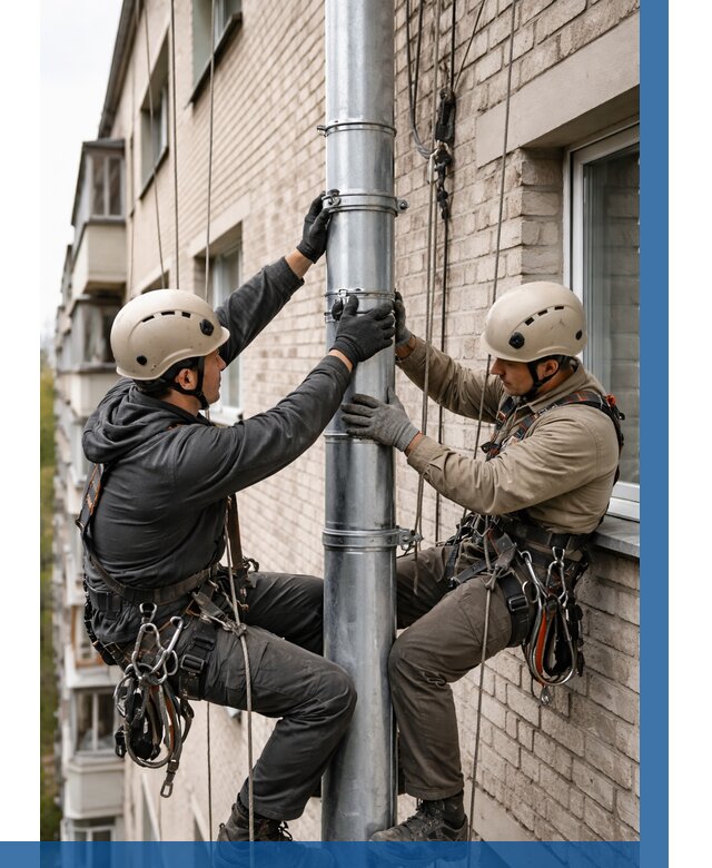 Замена водосточных труб в Камне-на-Оби от 6598 р. | ВЫСОТНИК-Кно