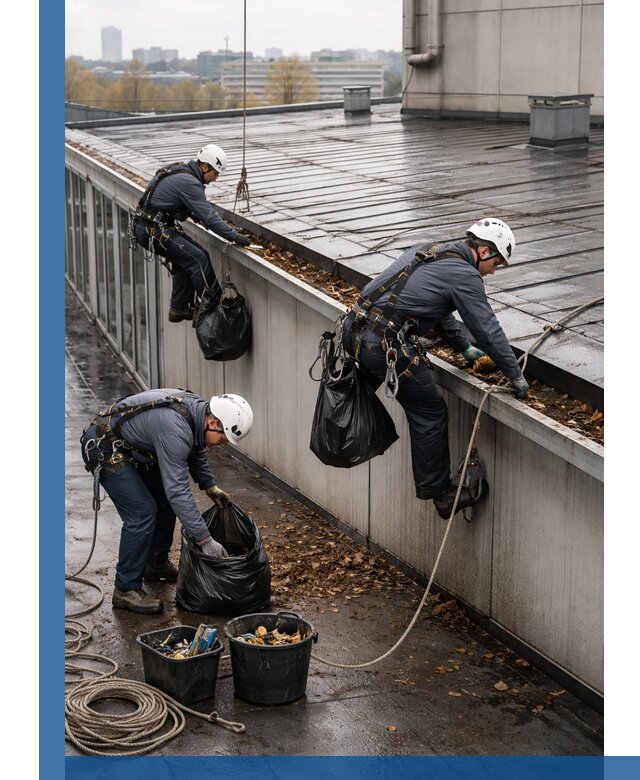 Очистка кровли по периметру в Камне-на-Оби силами промышленных альпинистов