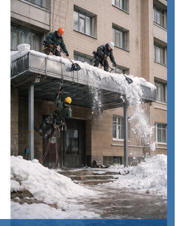 Очистка козырьков от снега в Камне-на-Оби от 3553 р. | ВЫСОТНИК-Кно