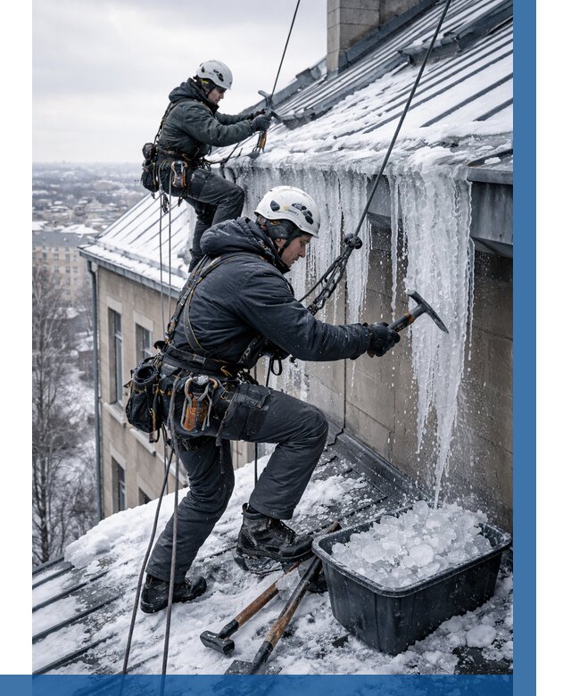 Удаление наледи с кровли в Камне-на-Оби от 5583 р. | ВЫСОТНИК-Кно