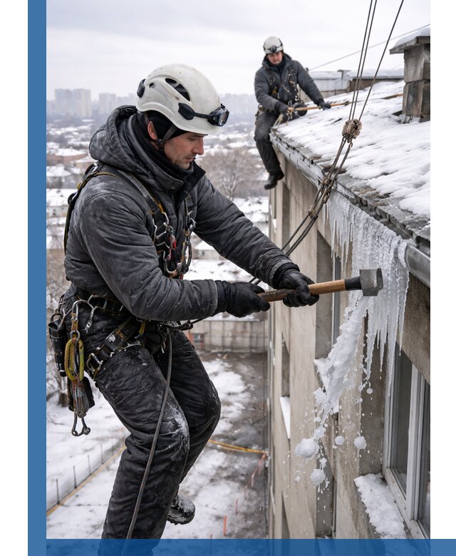 Сбивание и удаление сосулек с крыши в Камне-на-Оби безопасно