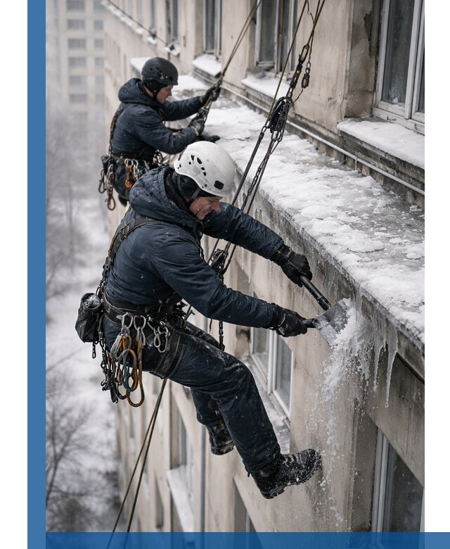 Удаление наледи и сосулек с карнизов в Камне-на-Оби профессионально