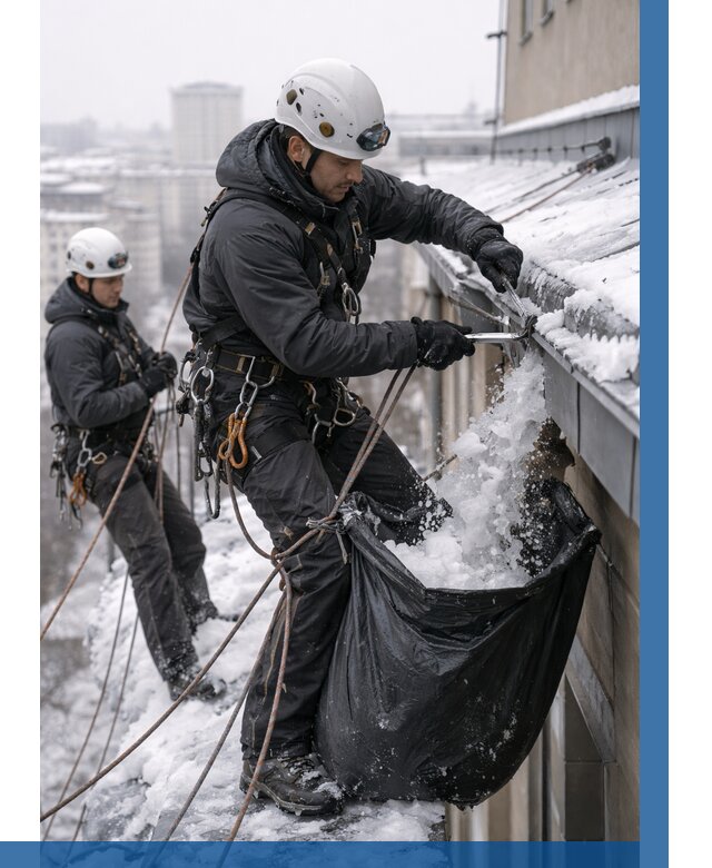 Аварийная очистка крыши в Камне-на-Оби под ключ от 305 р. | ВЫСОТНИК-Кно