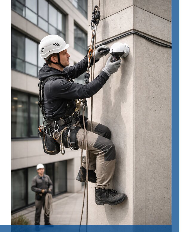 Монтаж камер видеонаблюдения на фасаде в Камне-на-Оби от 8628 р.-ВЫСОТНИК-Кно