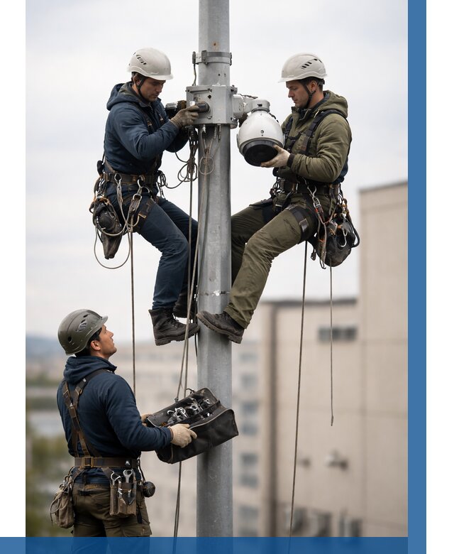 Установка видеокамер на мачте в Камне-на-Оби от 8628 р. | ВЫСОТНИК-Кно