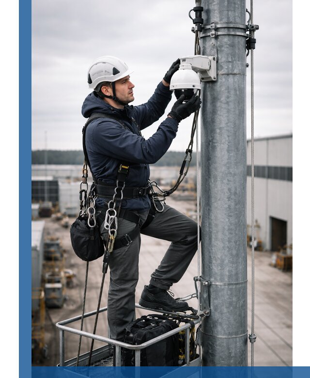 Профессиональная установка видеокамер на мачте в Камне-на-Оби