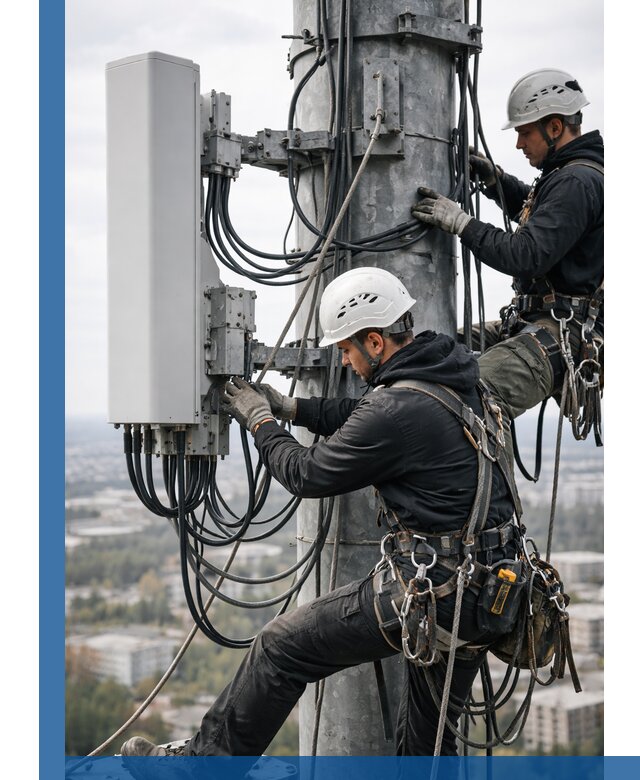 Монтаж оборудования связи на мачте в Камне-на-Оби с пусконаладкой