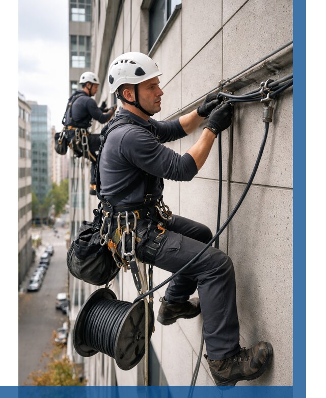 Прокладка кабеля по фасаду в Камне-на-Оби от 355 р. | ВЫСОТНИК-Кно