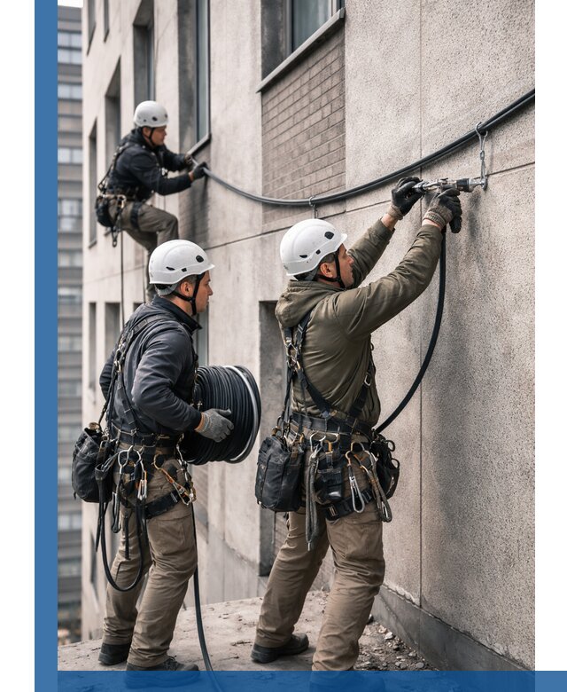 Прокладка кабеля по фасаду в Камне-на-Оби, профессиональный монтаж