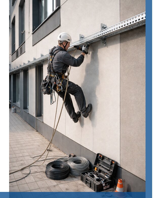 Монтаж кабельных лотков на фасаде в Камне-на-Оби от 1218 р. | ВЫСОТНИК-Кно