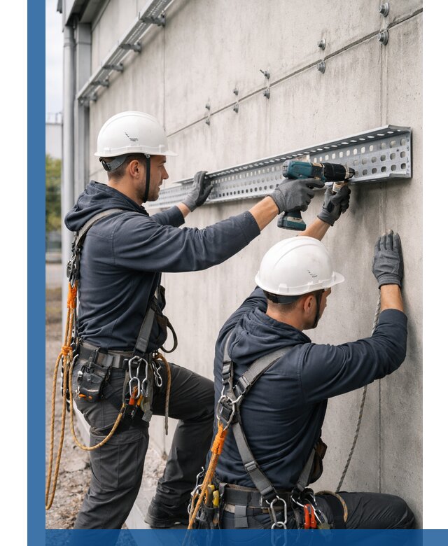 Монтаж кабельных лотков на фасаде зданий в Камне-на-Оби с гарантией