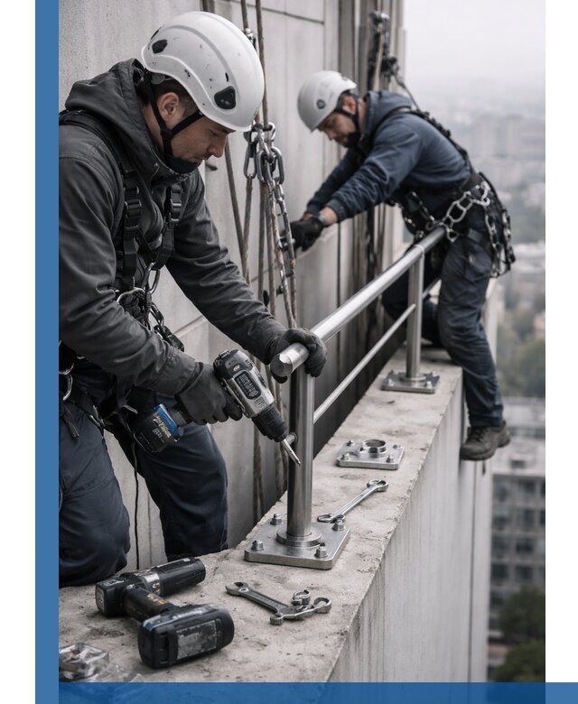 Монтаж перил на высоте в Камне-на-Оби для жилых и промобъектов