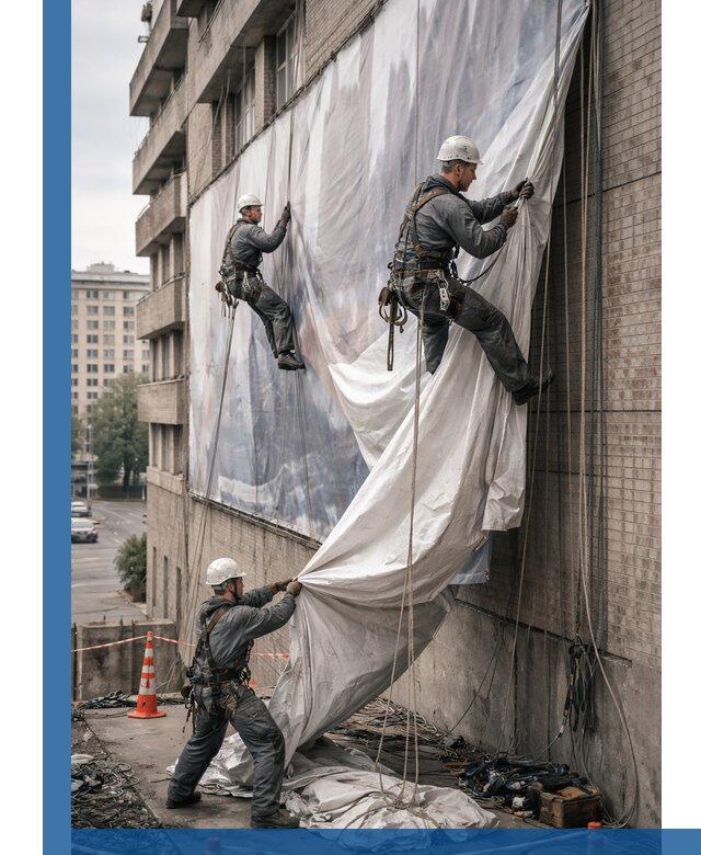 Демонтаж баннеров с фасада в Камне-на-Оби оперативно и безопасно