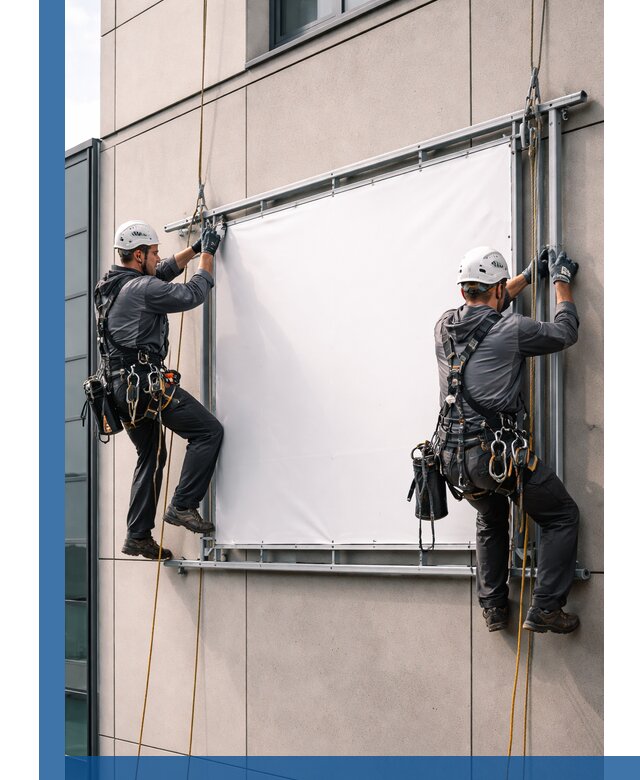 Монтаж наружной рекламной вывески в Камне-на-Оби под ключ