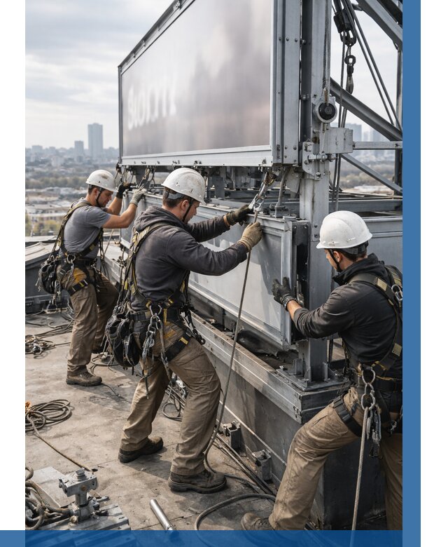 Монтаж крышной рекламной конструкции в Камне-на-Оби от 60900 р.|ВЫСОТНИК-Кно