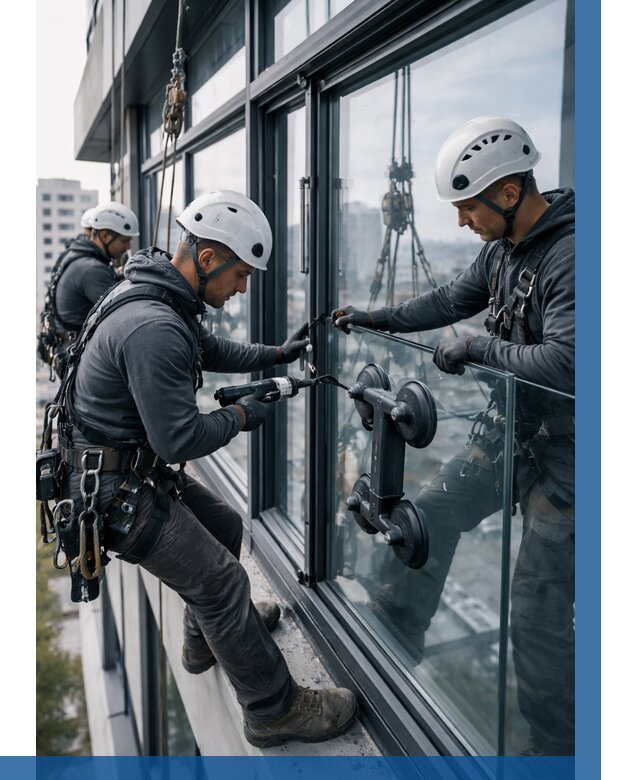 Витражное остекление зданий в Камне-на-Оби от 3553 р. | ВЫСОТНИК-Кно