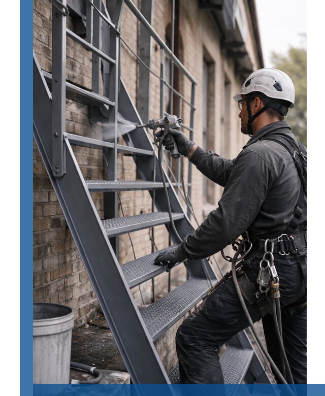 Покраска и антикоррозионная защита пожарных лестниц в Камне-на-Оби