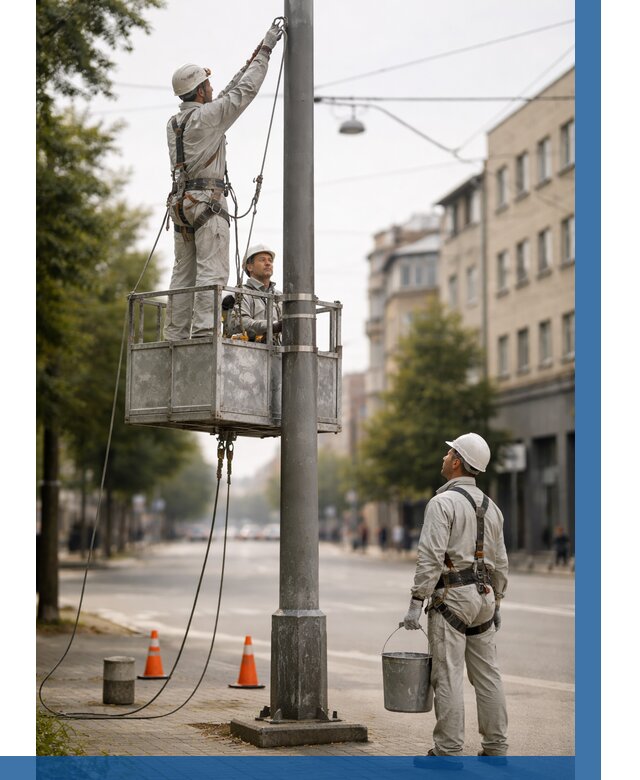 Покраска опор освещения в Камне-на-Оби от 5075 р. | ВЫСОТНИК-Кно