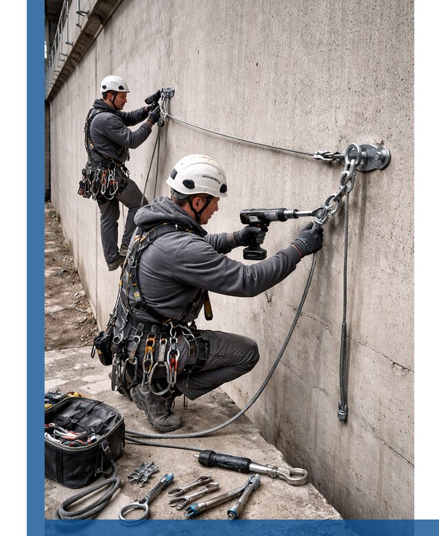 Монтаж анкерных линий высотной безопасности в Камне-на-Оби